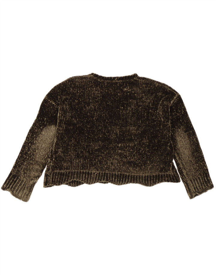 Zara Suéter feminino oversized com gola redonda Reino Unido 10 pequeno cáqui
