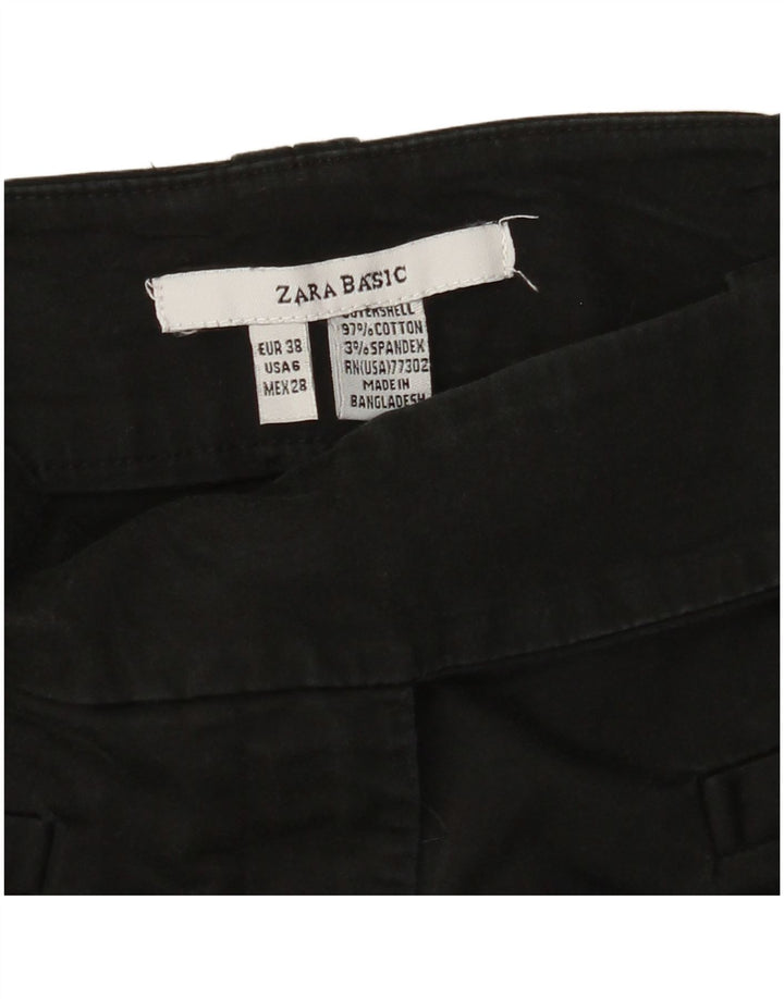 ZARA Bermuda feminina básica EU 38 pequena W28 algodão preto