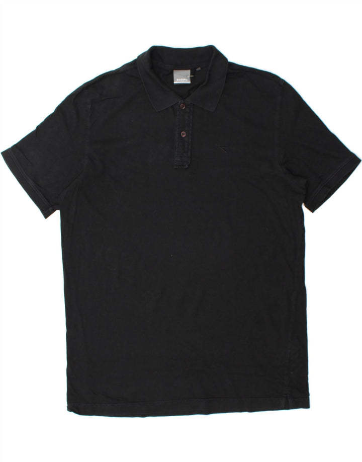 DIADORA Mens Polo Shirt XL Black Cotton Vintage Diadora and Second-Hand Diadora from Messina Hembry 