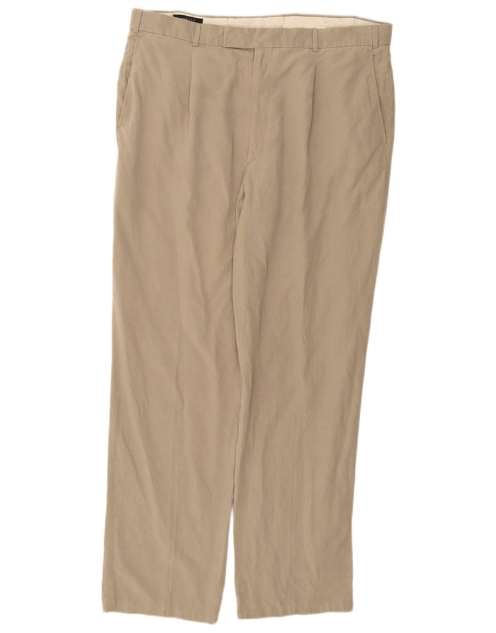Calça chino reta masculina JAEGER W36 L30 cáqui Lyocell