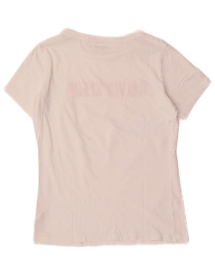 CALVIN KLEIN Camiseta feminina estampada 12-13 anos algodão branco
