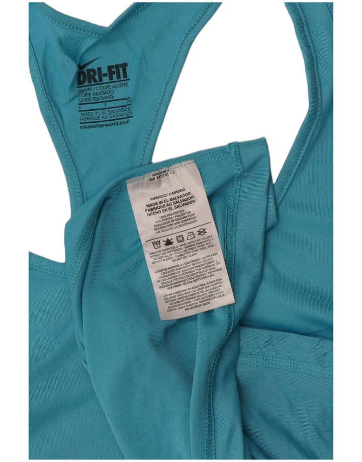 Colete feminino Nike Dri Fit Slim Fit UK 8 pequeno azul poliéster