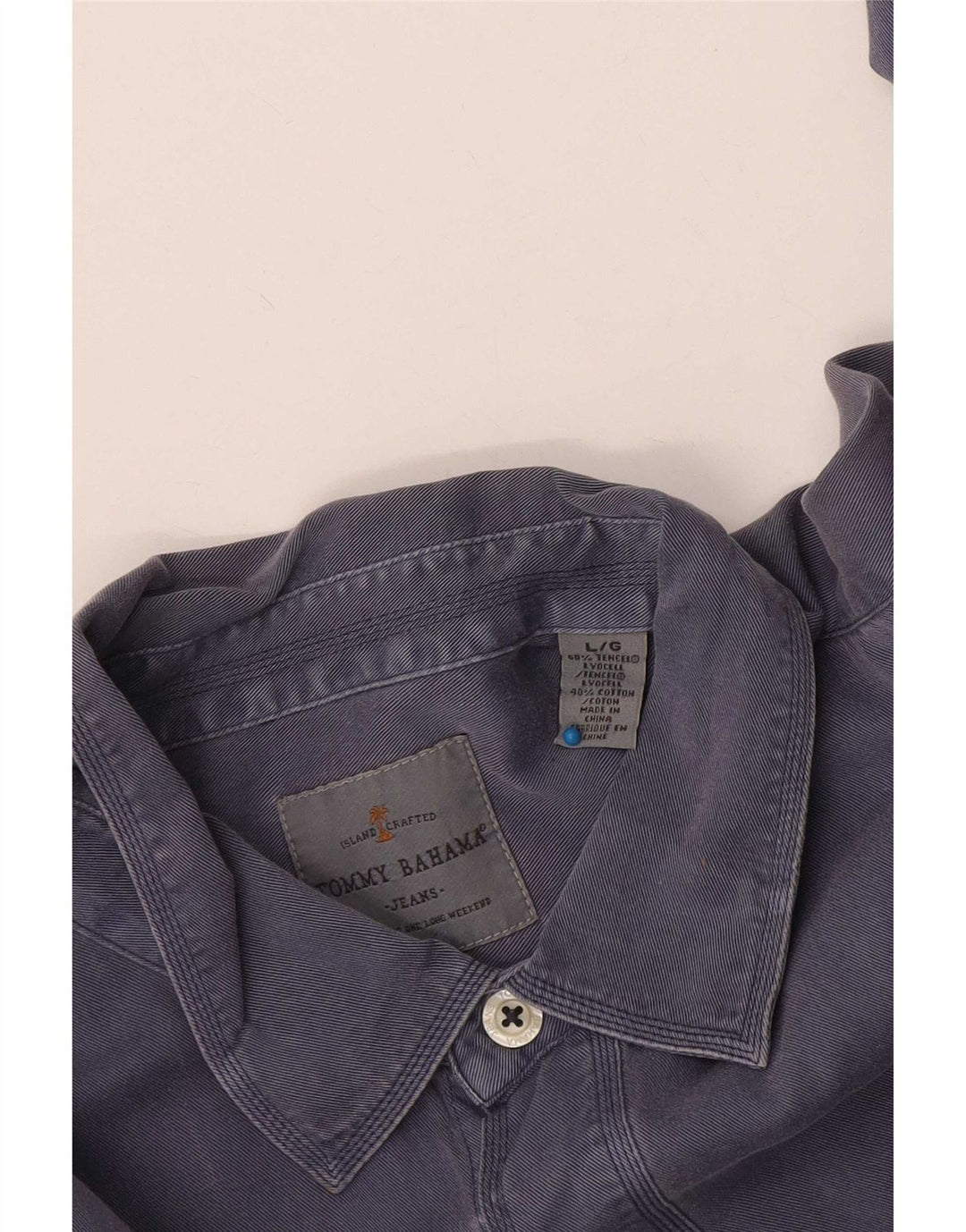 Camisa masculina Tommy Bahama grande algodão azul marinho