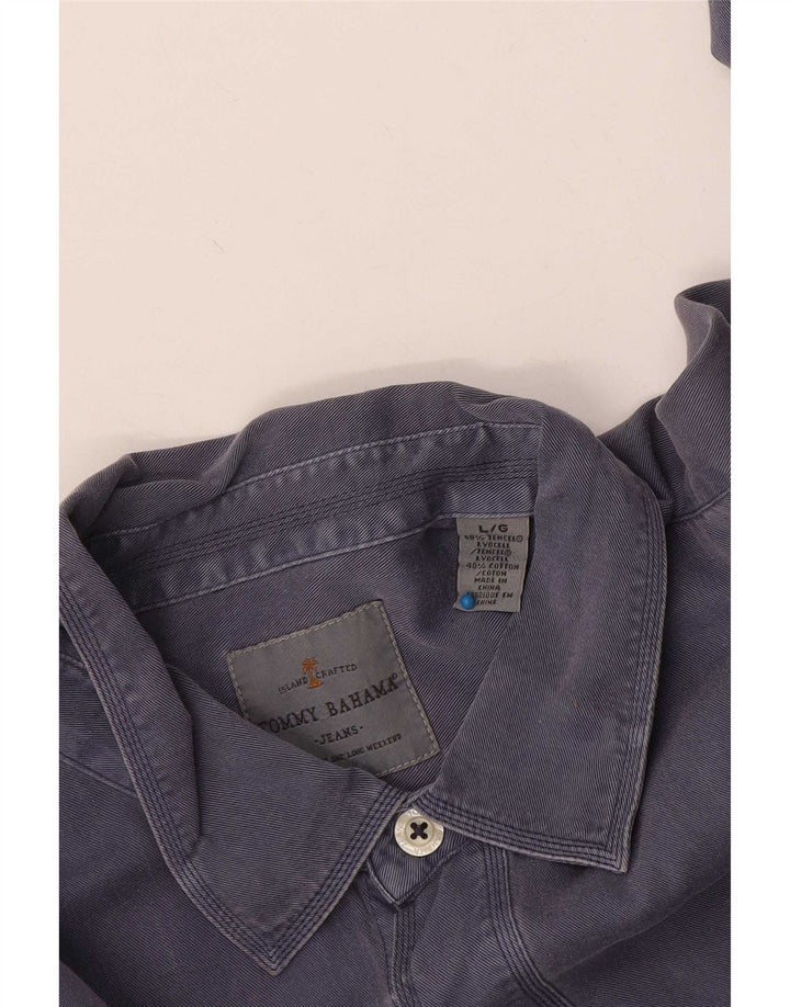 Camisa masculina Tommy Bahama grande algodão azul marinho