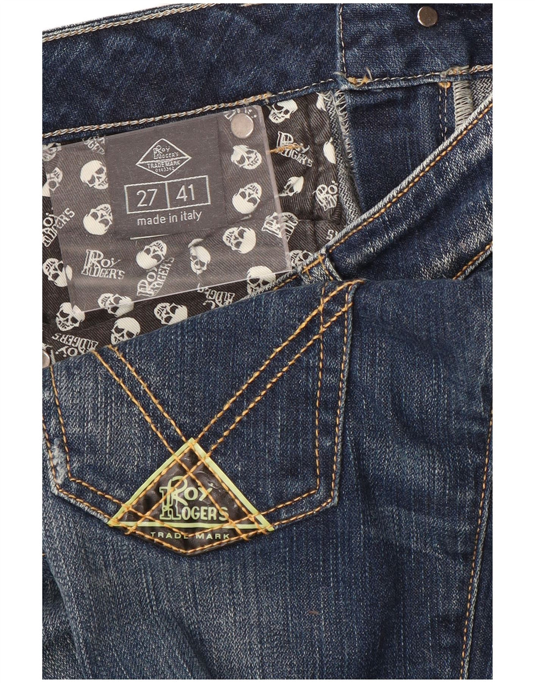 Calça jeans feminina Roy Rogers IT 41 pequena W27 L32 azul algodão