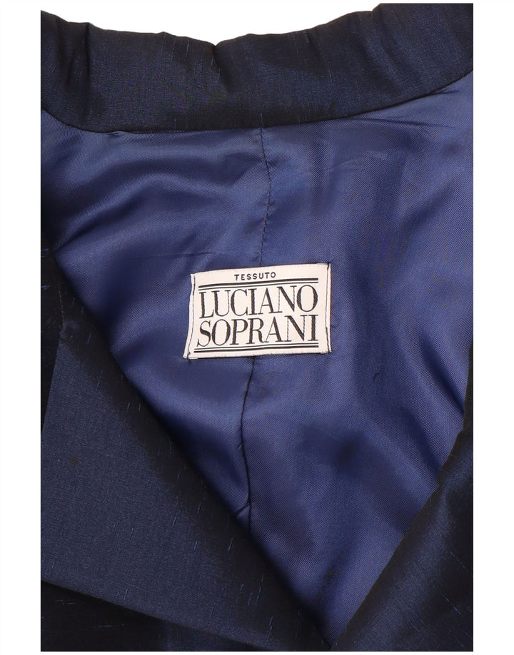 LUCIANO SOPRANI Jaqueta blazer feminina de 4 botões Reino Unido 16 grande azul marinho