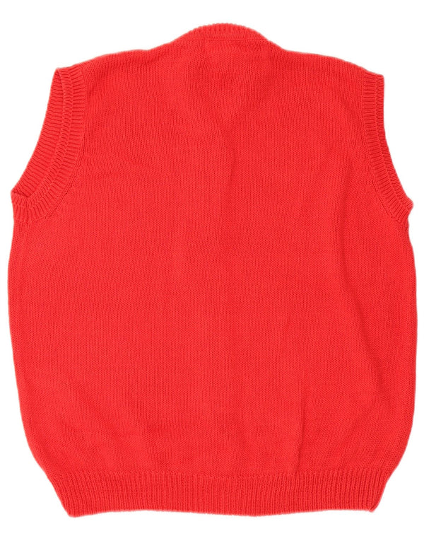Suéter cardigã feminino vintage sem mangas Reino Unido 16 Rami vermelho grande