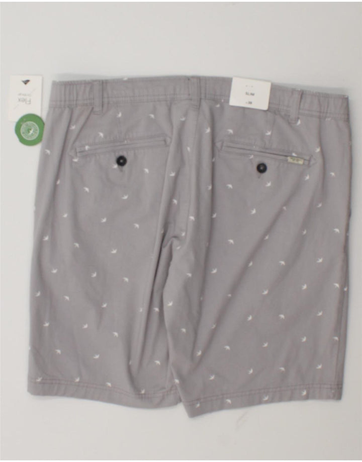 C&A Mens Abstract Pattern Slim Chino Shorts W38 XL Algodão Cinza