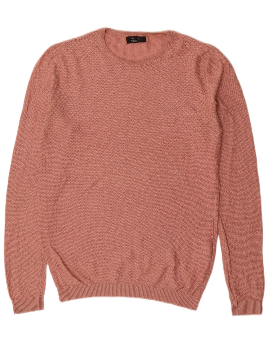 Zara Suéter masculino com gola redonda e acrílico rosa médio