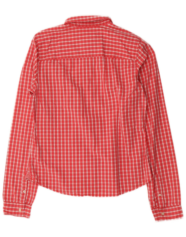 Camisa feminina Abercrombie & Fitch UK 12 algodão xadrez vermelho médio