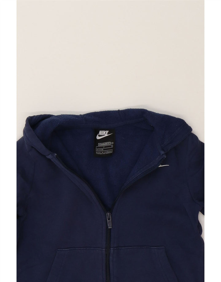 NIKE Boys Zip Hoodie Sweater 7-8 Years Small  Navy Blue Cotton Vintage Nike and Second-Hand Nike from Messina Hembry 