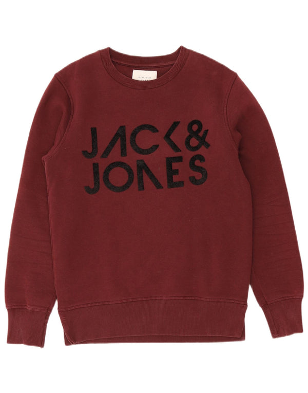 Jack & Jones moletom gráfico masculino jumper pequeno algodão borgonha