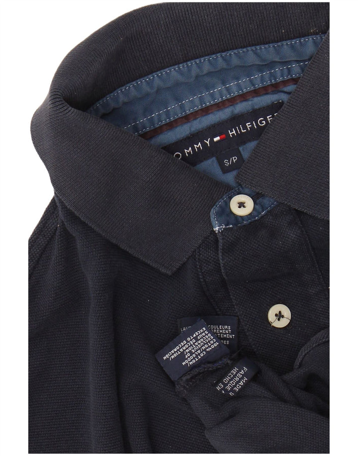 Camisa polo masculina TOMMY HILFIGER pequena algodão azul marinho