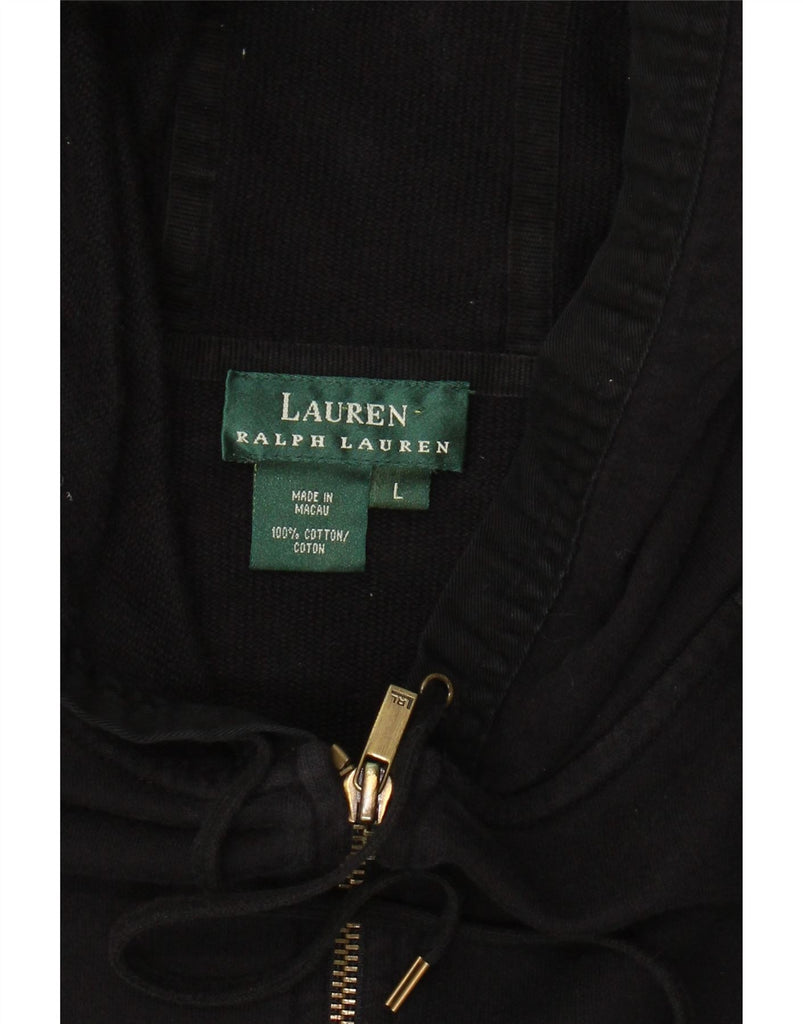 RALPH LAUREN Womens Zip Hoodie Sweater UK 16 Large Black Cotton Vintage Ralph Lauren and Second-Hand Ralph Lauren from Messina Hembry 