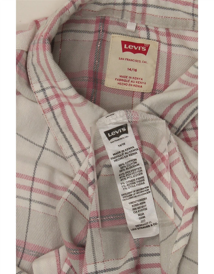 Camisa de flanela feminina LEVI'S 14-15 anos algodão xadrez cinza