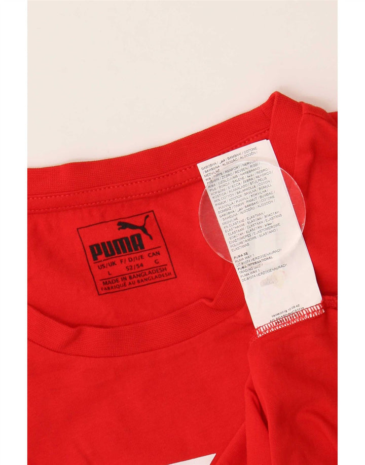 Puma Mens Graphic T-Shirt Top Grande Algodão Vermelho