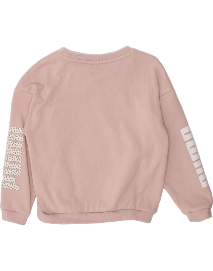 PUMA Girls Graphic Sweatshirt Jumper 7-8 Years Pink Cotton Vintage Puma and Second-Hand Puma from Messina Hembry 