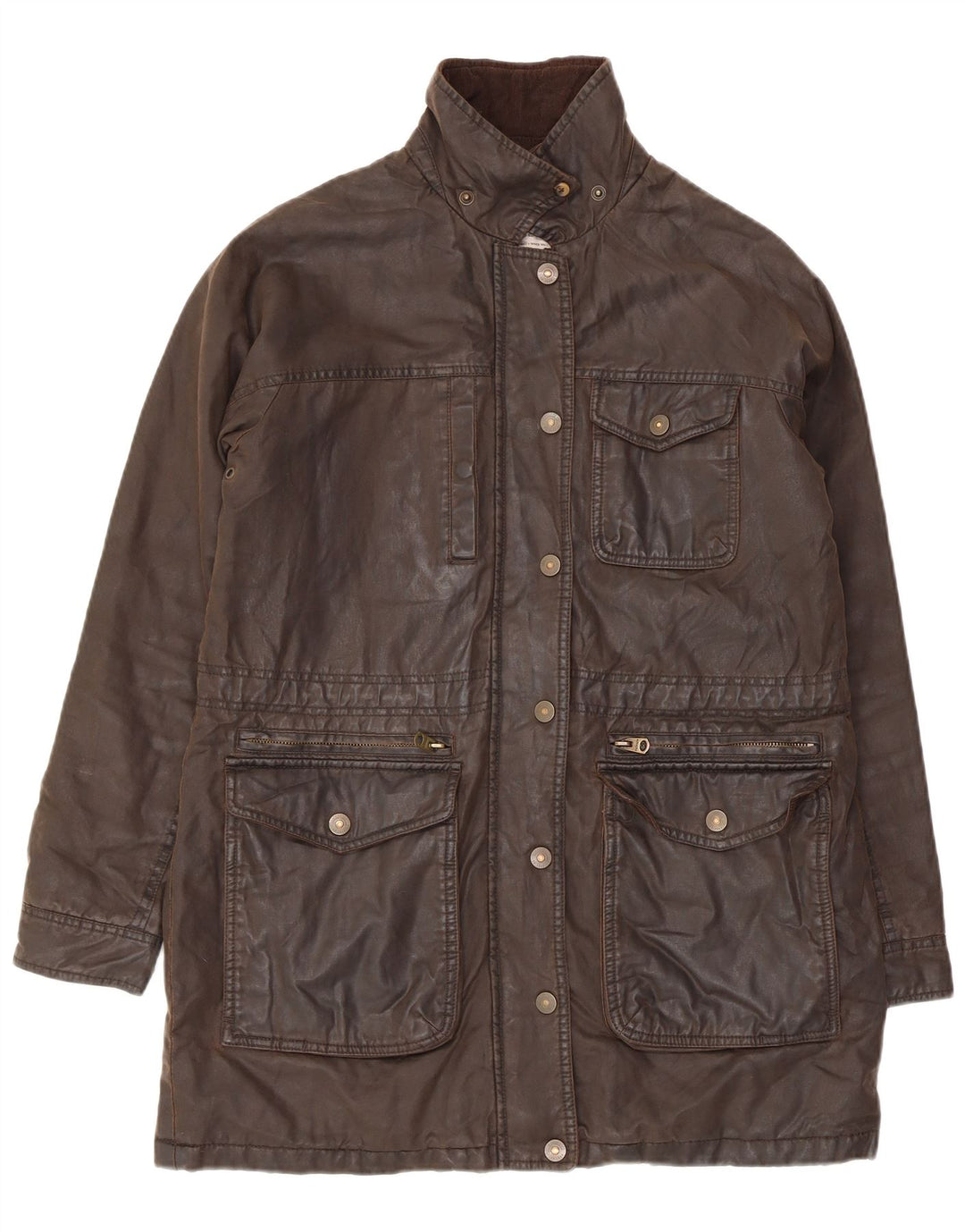 Jaqueta feminina de algodão encerado grande FAT FACE Reino Unido 10 algodão marrom pequeno