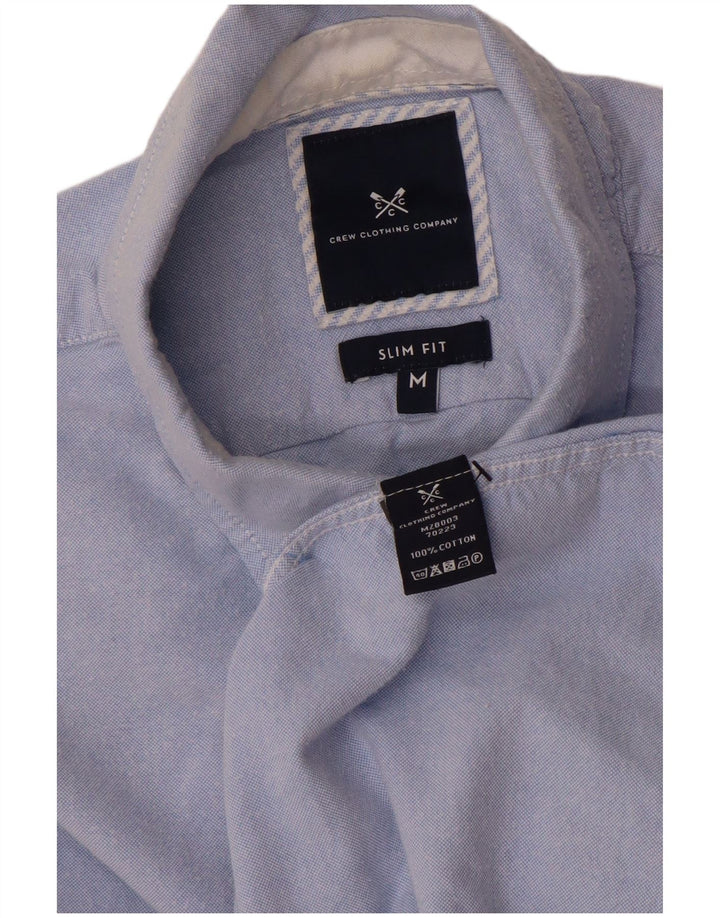 CREW CLOTHING Camisa masculina slim fit de algodão azul médio