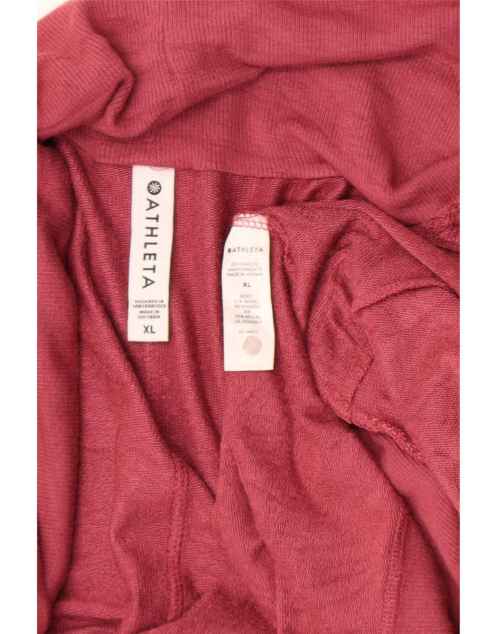Suéter cardigã aberto feminino Athleta Longline UK 18 XL vermelho modal