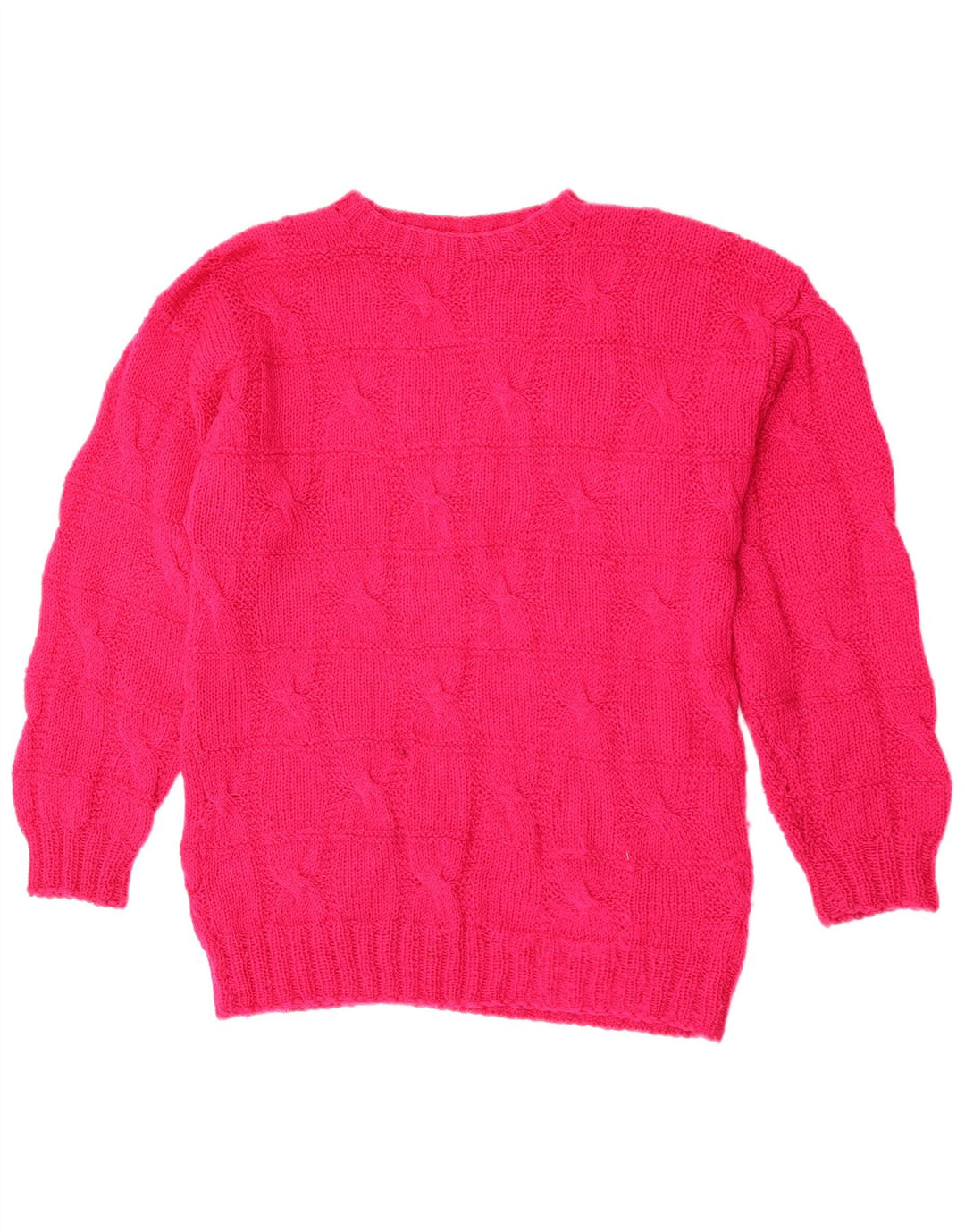 Suéter feminino vintage com gola redonda Reino Unido 16 grande rosa