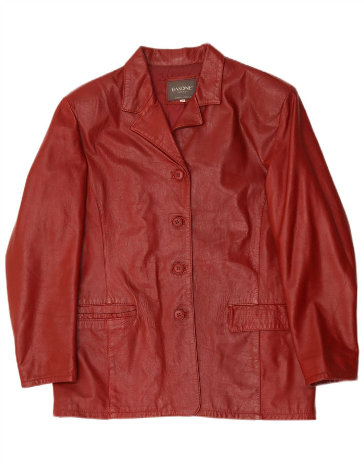 Jaqueta blazer feminina de couro com 4 botões Barone IT 48 XL couro vermelho