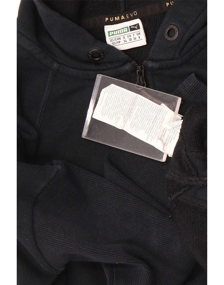 Puma feminino oversized moletom com capuz UK 8 pequeno algodão preto