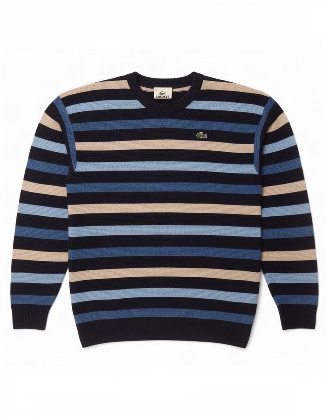 Suéter Lacoste Boys com gola redonda 11-12 anos listrado multicolorido