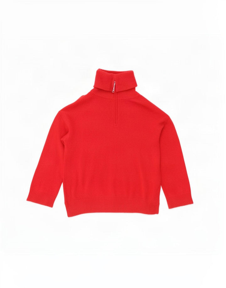 Suéter feminino Massimo Dutti com gola e zíper Reino Unido 16 grande lã vermelha
