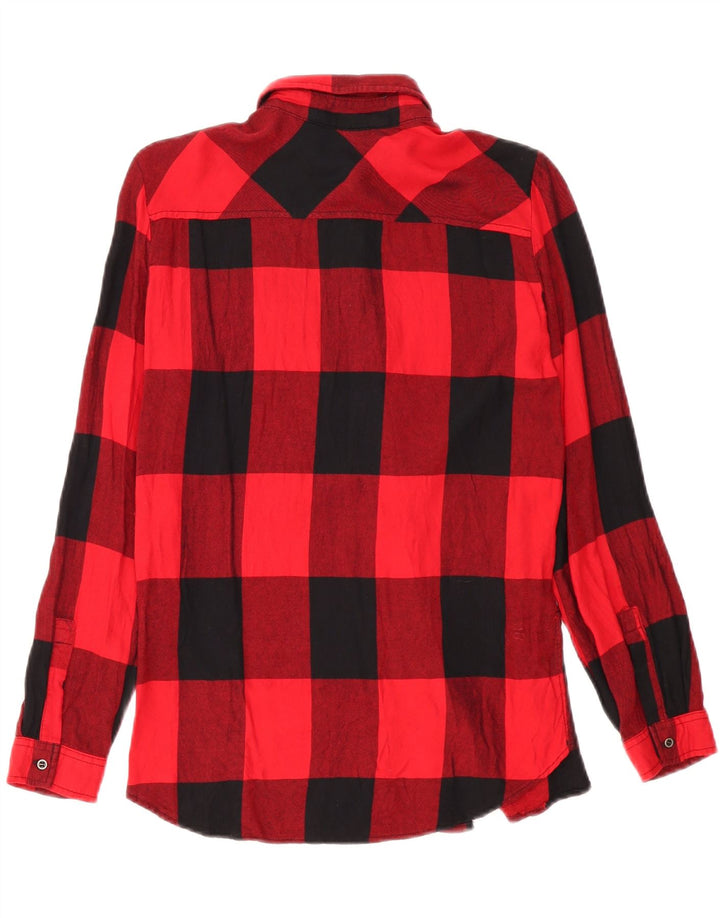 ZARA Womens Oversized Flannel Shirt UK 6 XS Red Check Viscose