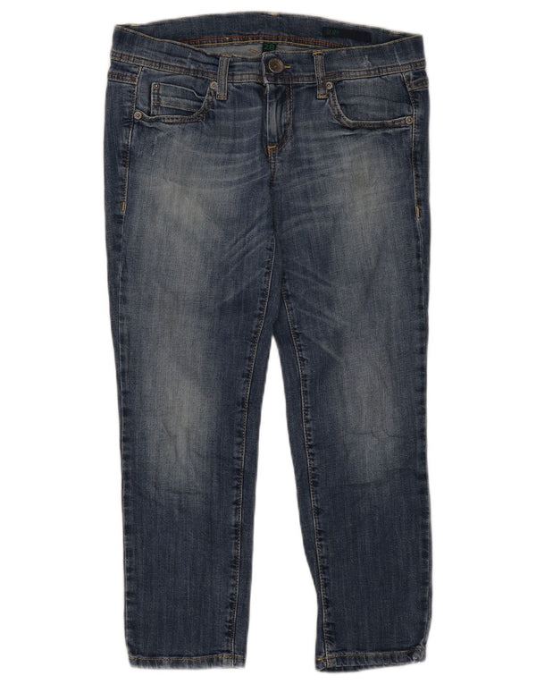Benetton Calça jeans feminina cintura baixa slim fit W28 L22 azul