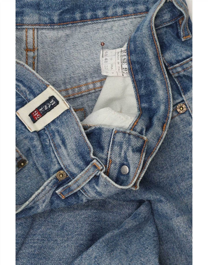 Base 92 Mens Graphic Tapered Jeans IT 48 Médio W32 L34 Azul Algodão