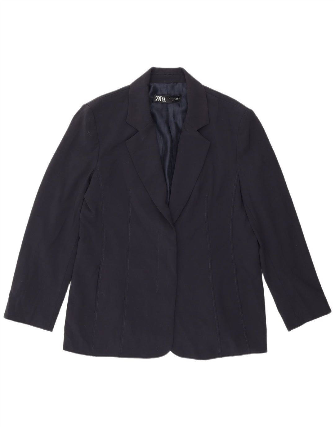 Jaqueta blazer feminina Zara UK 18 XL azul marinho poliéster