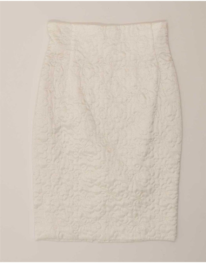 Conjunto de saia feminina vintage de 2 peças IT 44 médio W28 viscose branca