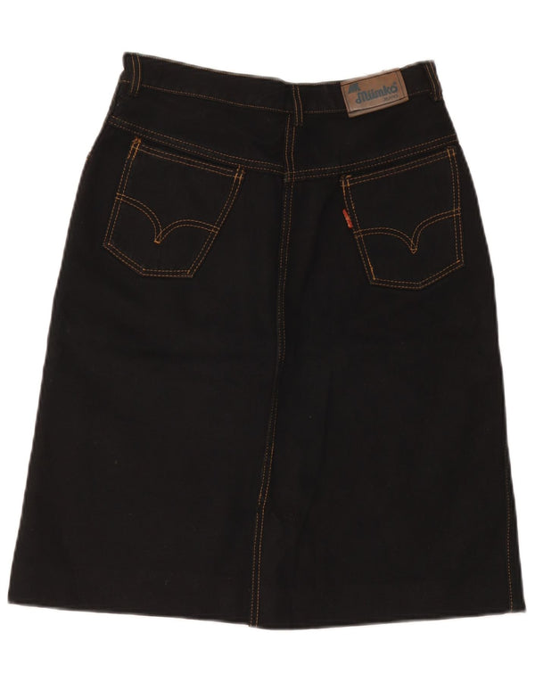 Saia jeans feminina vintage IT 42 médio W28 algodão preto