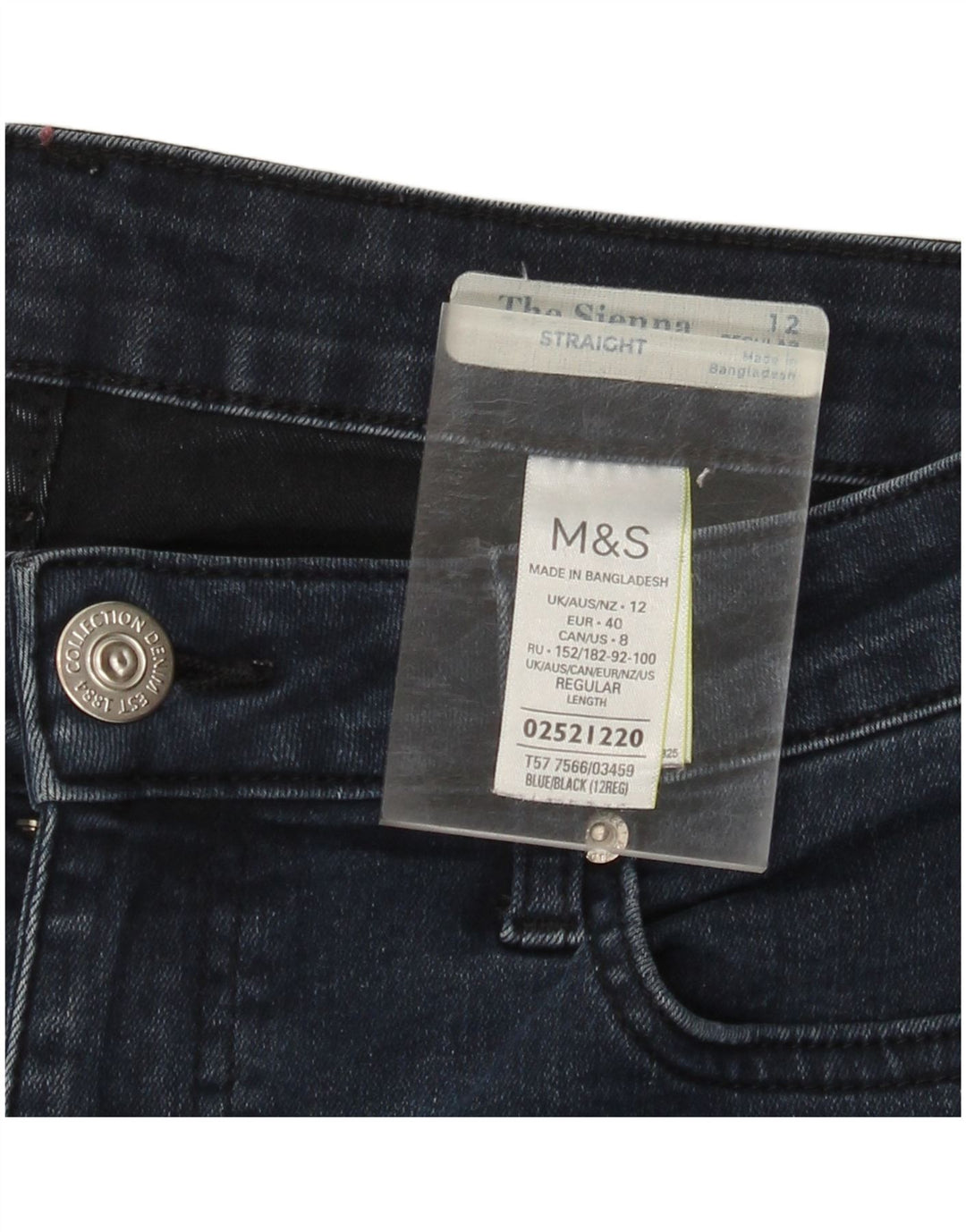 Jeans retos femininos MARKS & SPENCER UK 12 médio W30 L30 azul marinho
