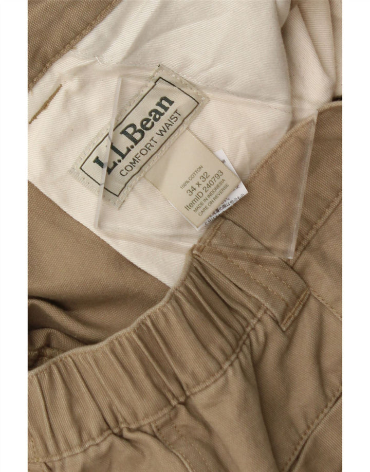 L.L.BEAN Mens Straight Cargo Trousers W34 L32 Beige Cotton Vintage L.L.Bean and Second-Hand L.L.Bean from Messina Hembry 