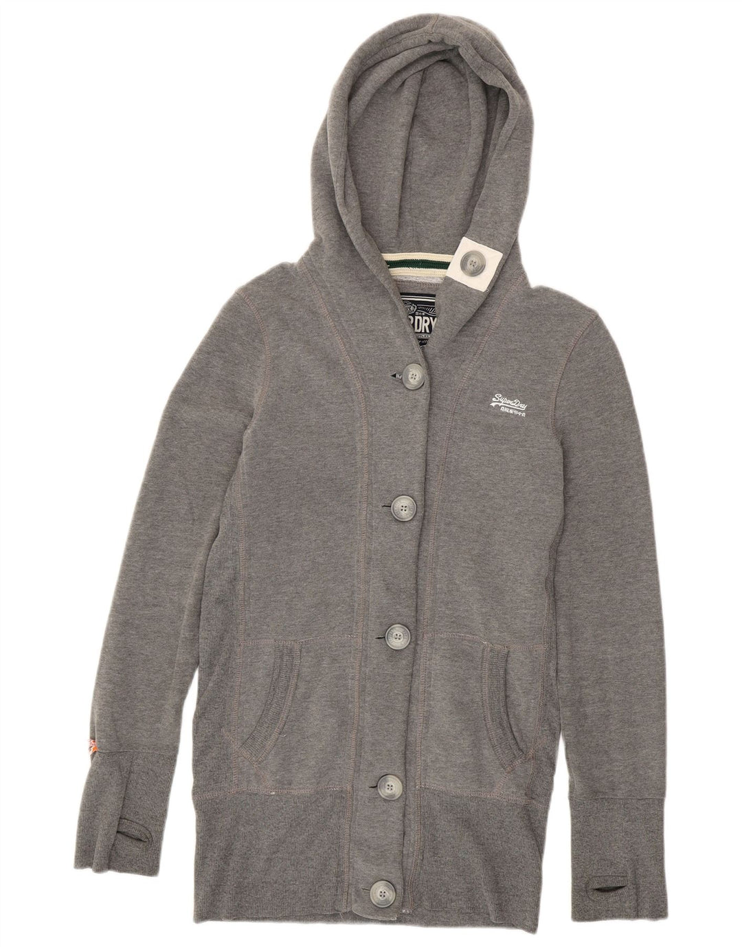 Jaqueta feminina Superdry com capuz e moletom UK 14 algodão cinza médio