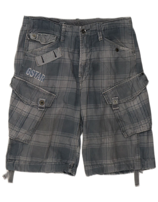 Shorts cargo masculino G-Star W32 algodão xadrez cinza médio