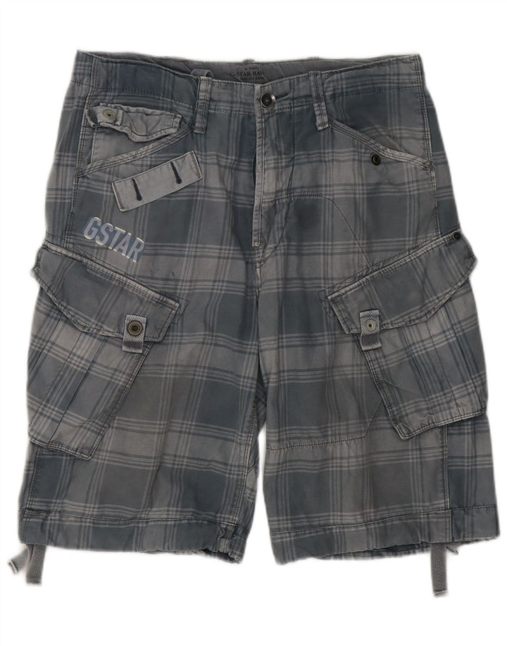 Shorts cargo masculino G-Star W32 algodão xadrez cinza médio
