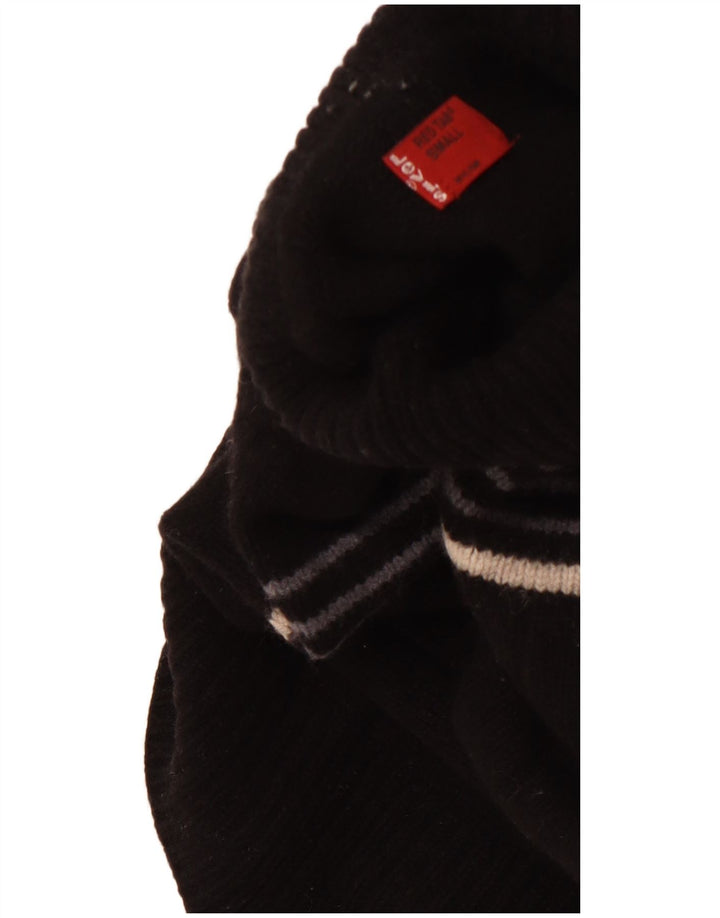 Suéter feminino LEVI'S com gola redonda Reino Unido 10 lã de carneiro listrada preta pequena