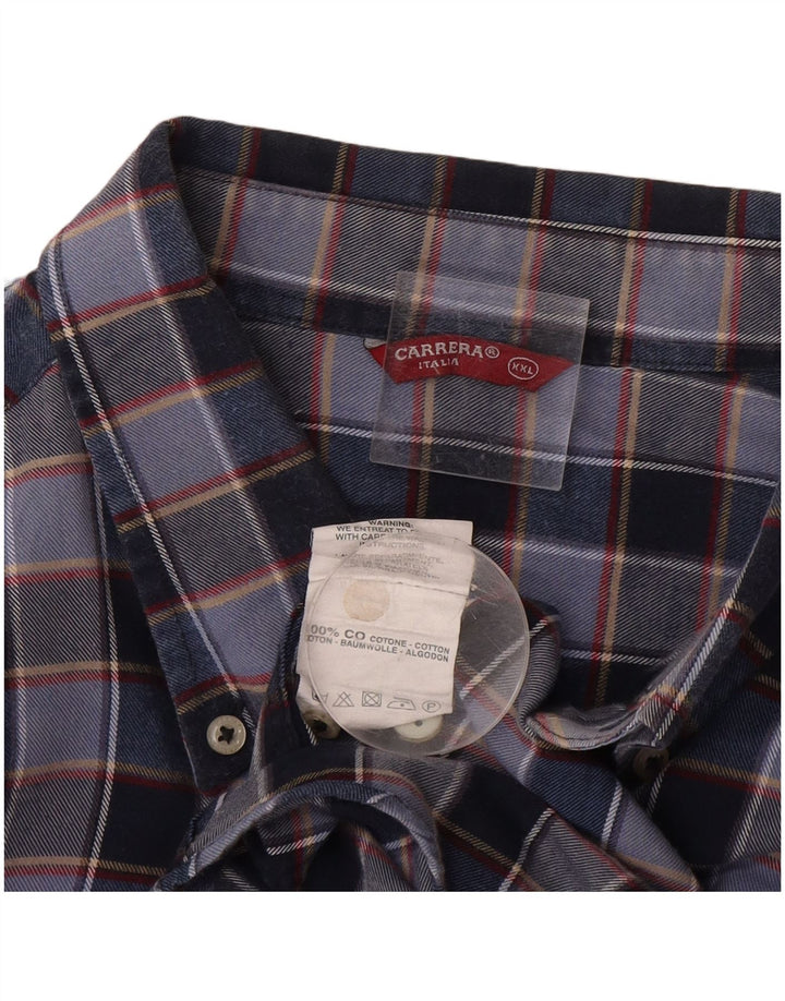 Camisa masculina de flanela Carrera 2XL algodão xadrez azul