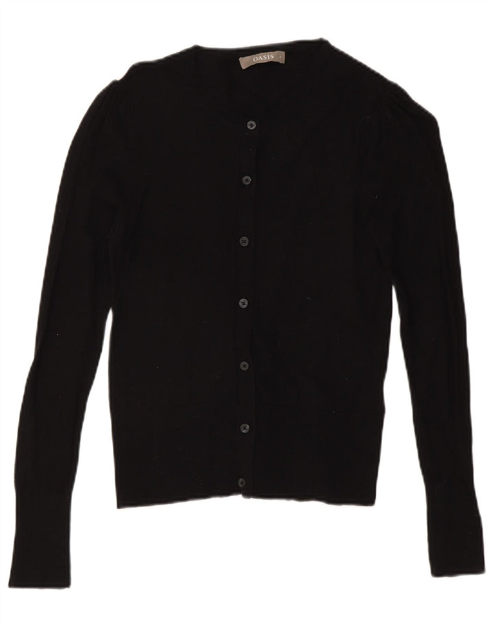 Suéter cardigã feminino Oasis UK 8 pequeno algodão preto