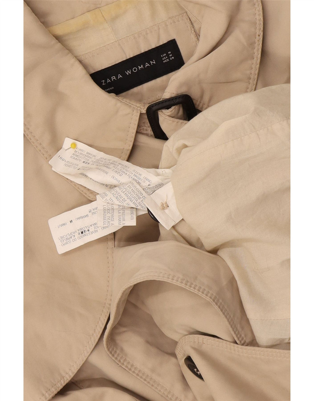 Zara Womens Trench Coat UK 12 Médio Bege Poliéster