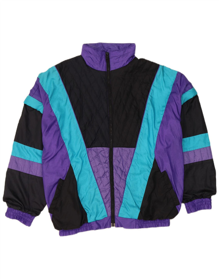 Jaqueta superior de agasalho masculino vintage grande colorblock roxo nylon