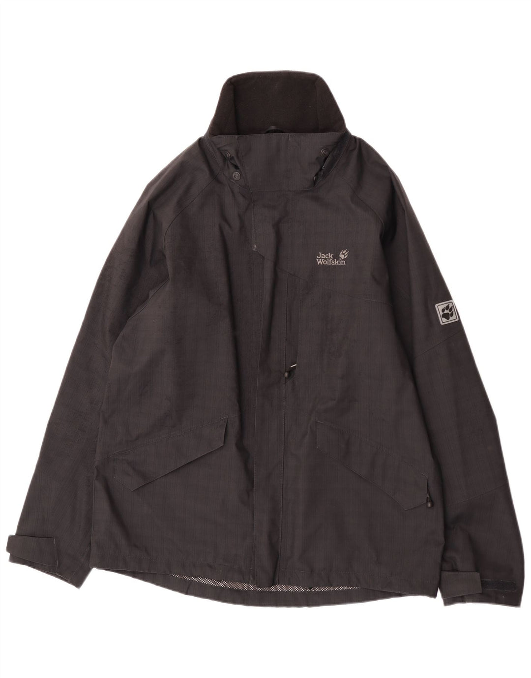 Jaqueta de chuva masculina Jack Wolfskin Reino Unido 40 grande poliéster preto