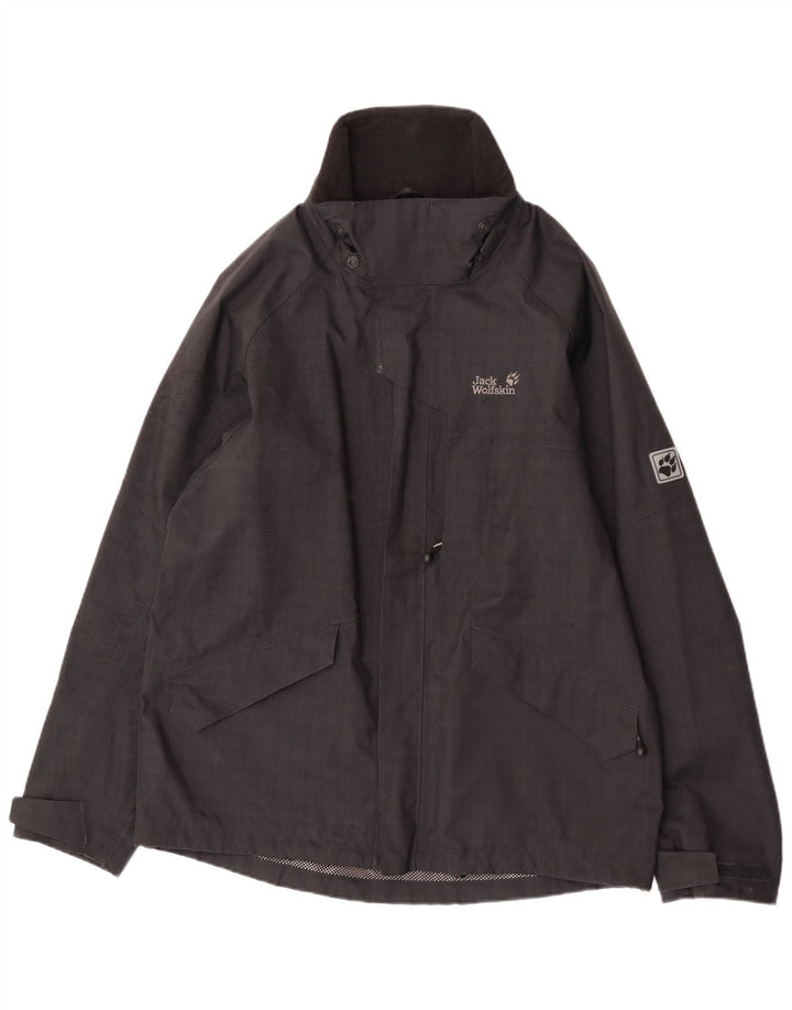 Jaqueta de chuva masculina Jack Wolfskin Reino Unido 40 grande poliéster preto