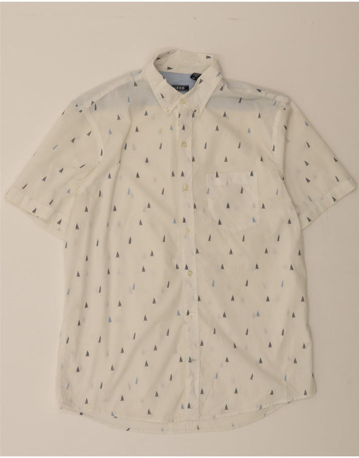 IZOD Mens Short Sleeve Shirt Large White Spotted Cotton Vintage Izod and Second-Hand Izod from Messina Hembry 
