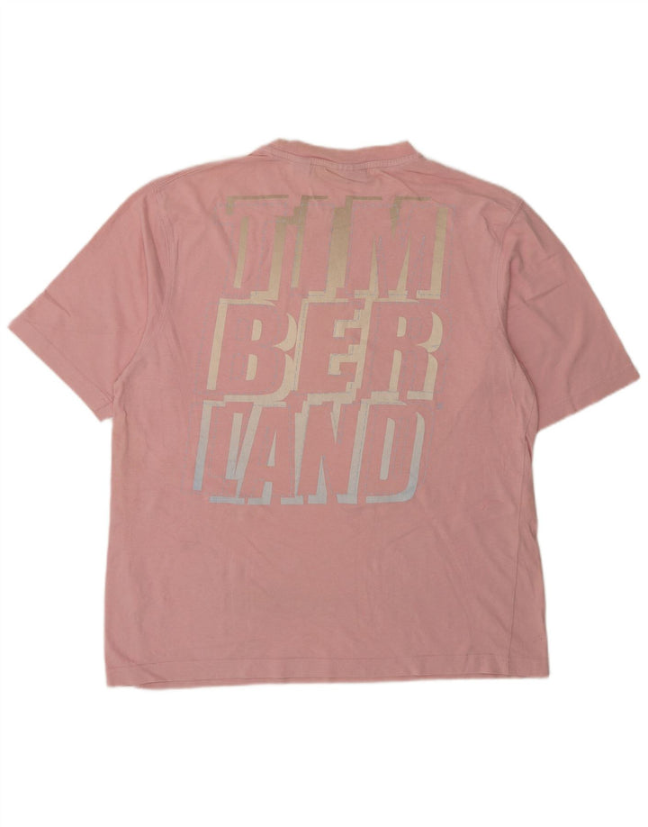 Timberland Camiseta masculina gráfica grande algodão rosa