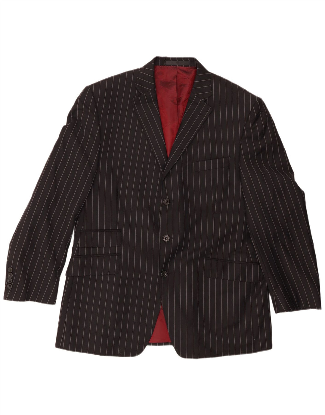 Jaqueta blazer masculina de 3 botões Marks & Spencer UK 42 listra preta grande